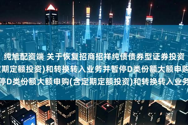 纯旭配资端 关于恢复招商招祥纯债债券型证券投资基金D类份额申购(含定期定额投资)和转换转入业务并暂停D类份额大额申购(含定期定额投资)和转换转入业务的公告